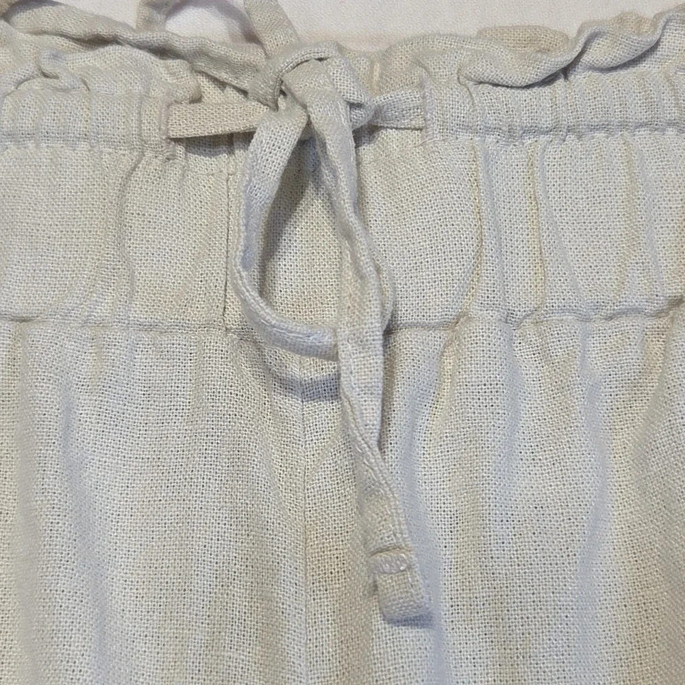 Time and Tru Women's Linen Blend Cargo Pants Beige Drawstring Pull On XXXL 22 NW
